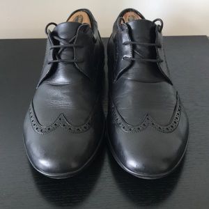 Geox Black Leather Lace Up Casual Sz 7.5